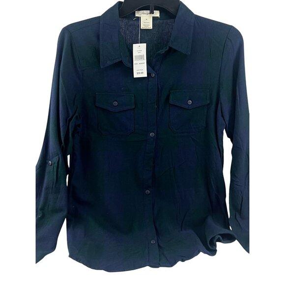 Plassy Other - Plassy Checkered Button-Up Shirt Medium Green & Navy Long Sleeves Oversized